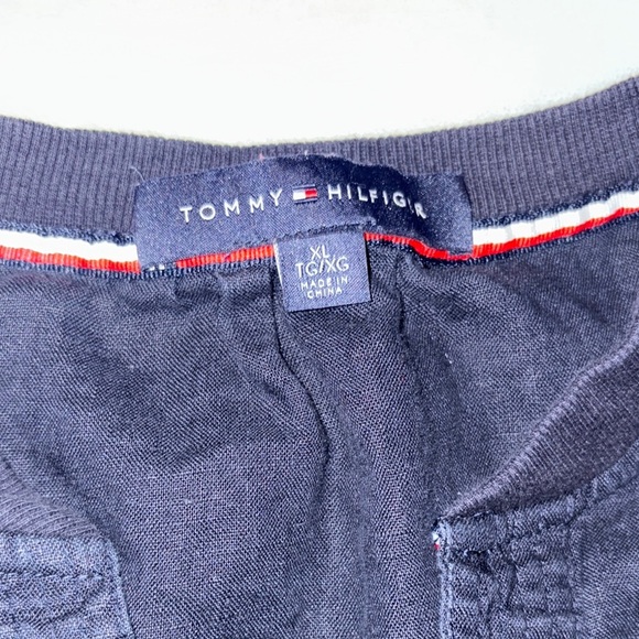 Gently Loved 100% Linen Tommy Hilfiger Navy Long Sleeve Blouson Beautiful - Picture 4 of 12